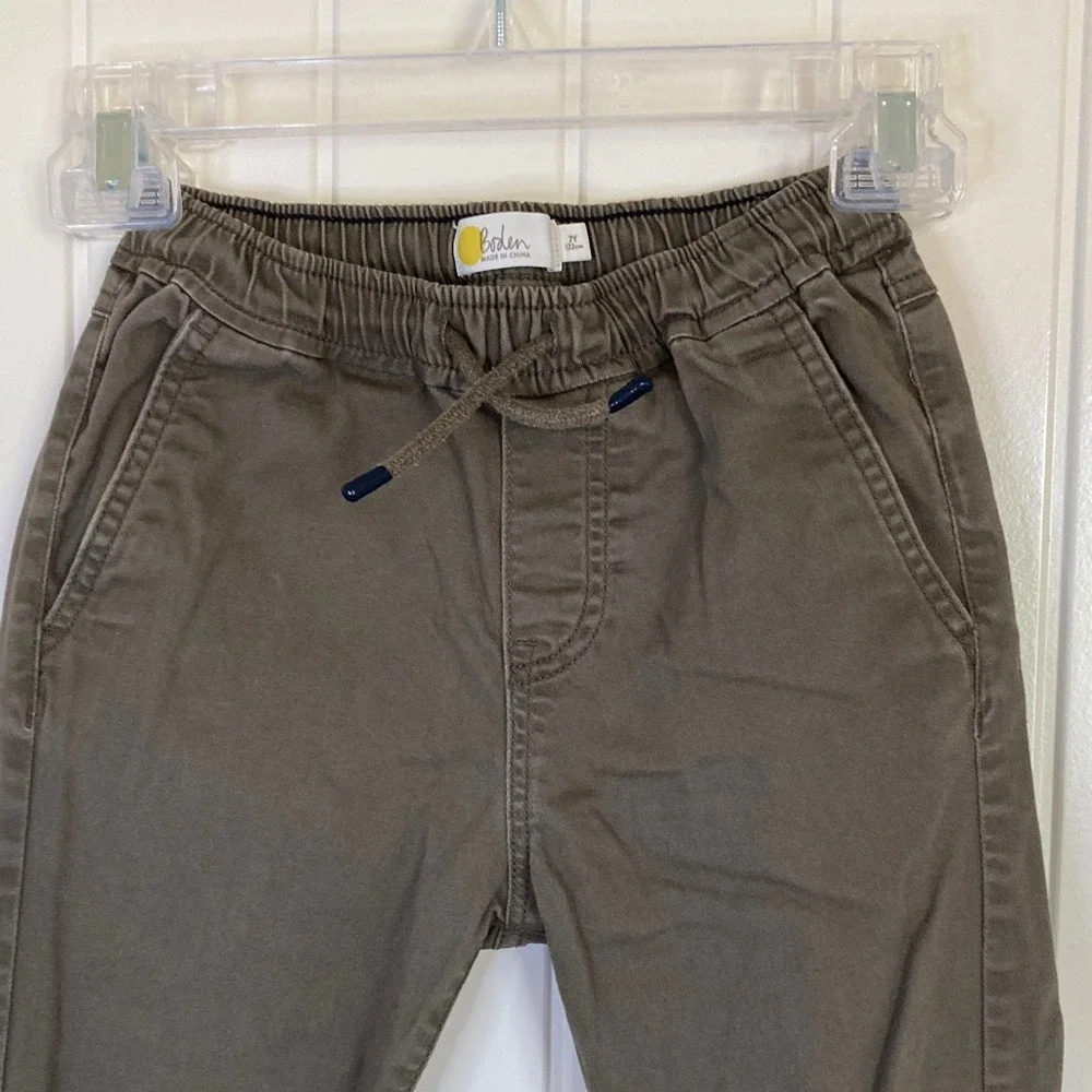 Boden Childrens Pull On Grey Green Elastic Waist Pants Size‎ 7Y Pockets Cotton